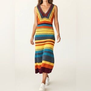 NWTGS OYROSY Retro Western Style Colorful Striped Knitted Maxi Dress SZ M
